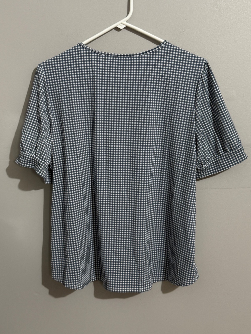 Adrianna Papell Top Womens XL Gingham Tie Front Blouse Short Sleeve Check - Picture 3 of 9